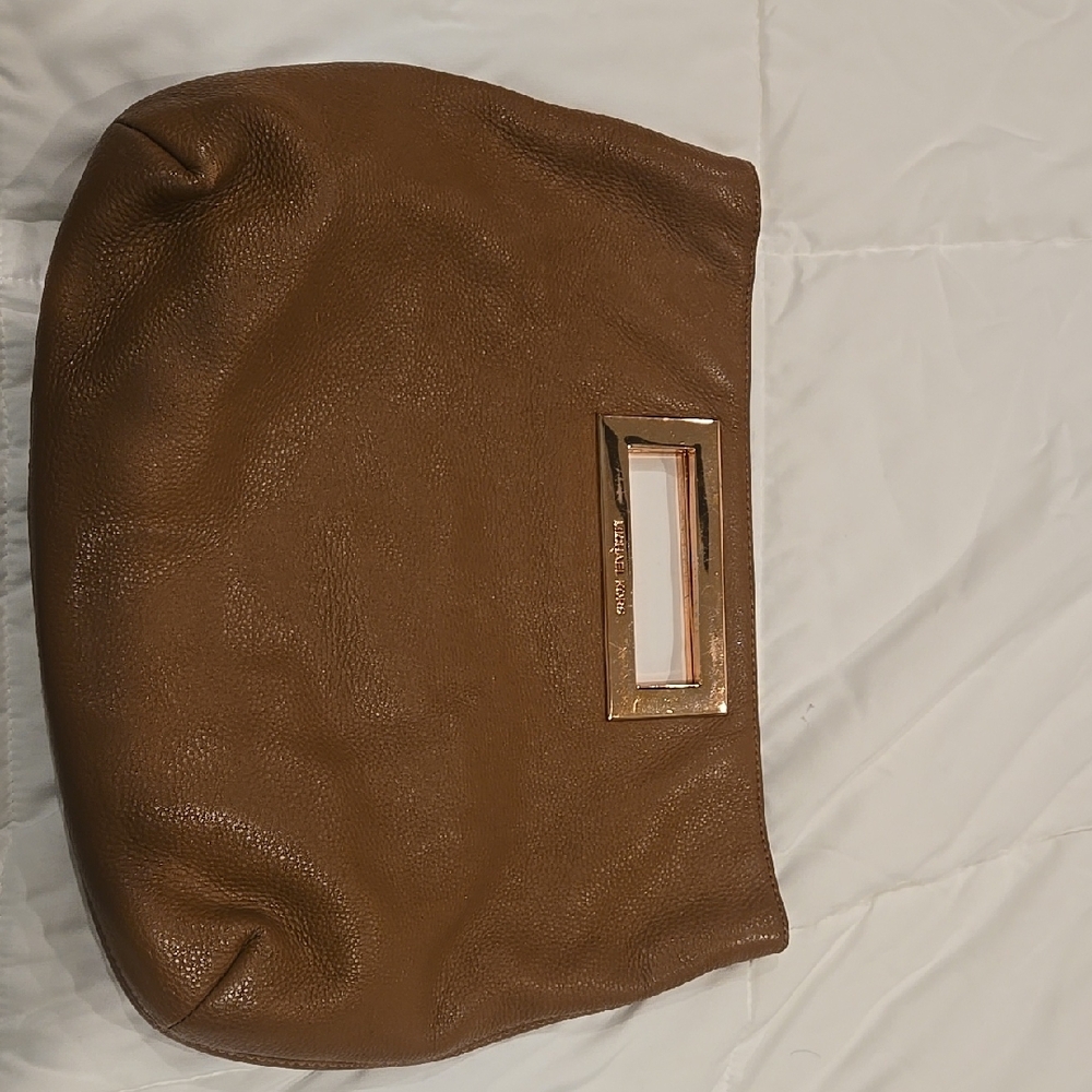 Michael Kors Brown Clutch with Metallic Detail